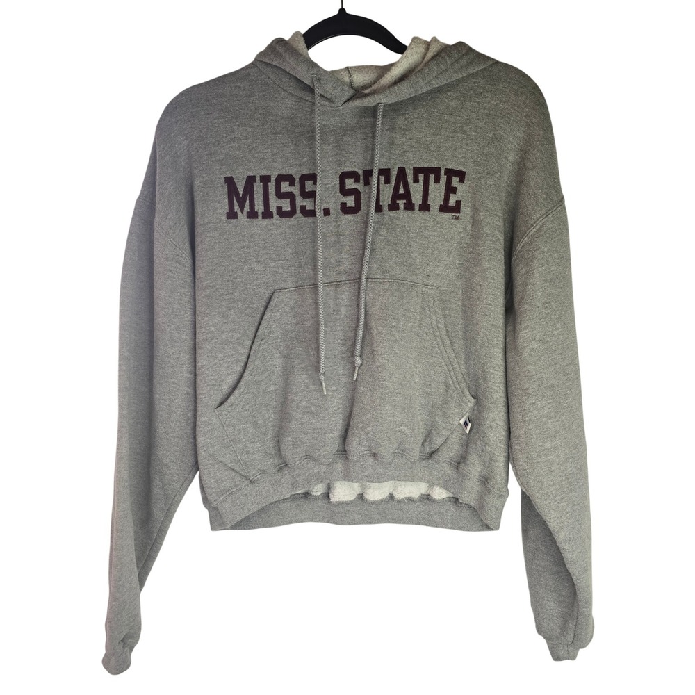 Russell Athletic Miss State Hoodie Women Size M Gray Cotton Blend Gameday NCAA